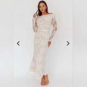 Ivory Lace Long Sleeve White Dress